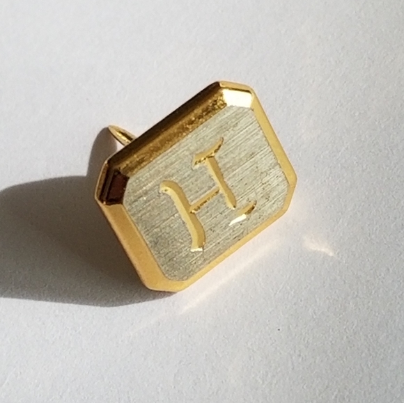 Relisted - Vintage letter H tie pin tack tac monogram initial gold silver - Picture 5 of 14